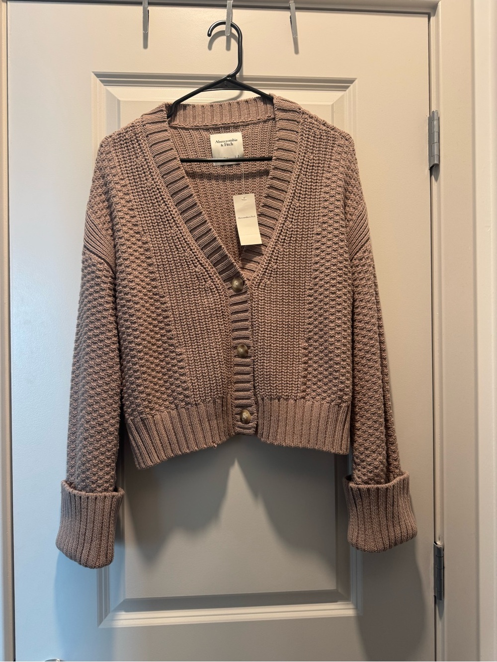 Abercrombie & Fitch Chunky Knit Button-Front Cardigan - Taupe